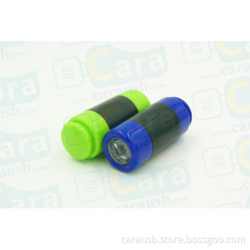 CaraUSB custom theme cylindrical shell plastic flashlight simulation USB Sticks storage device has LED lights promotional gifts